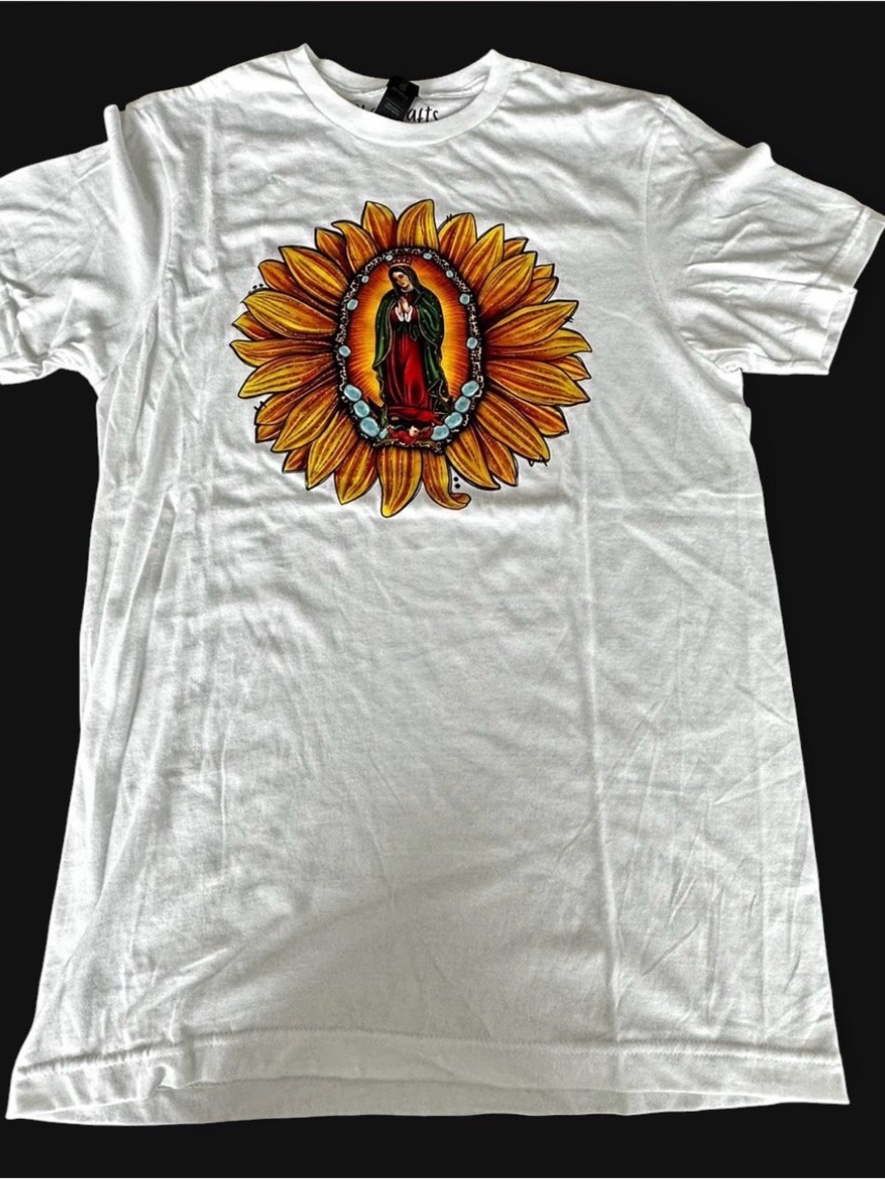 Gildan White Tee with Sunflower Graphic